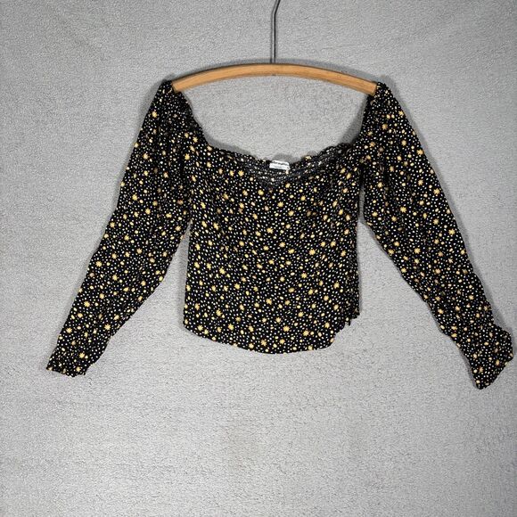 Reformation Top Women Size 8 Marjorie In Carolina Print Black Yellow Floral Boho - Picture 6 of 16